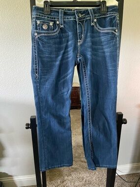 Rock Revival Indigo Bootcut Jeans with Contrast Stitching